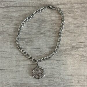 Silver Chain Bracelet with Hexagon Pendant